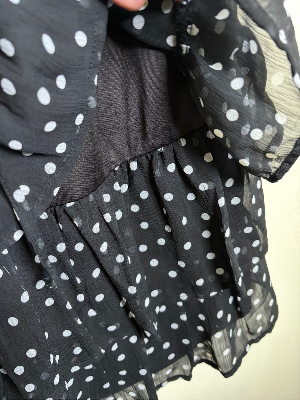 BeBop Small Black White Polka Dot Ruffle Mini Dress Sleeveless - Picture 6 of 12
